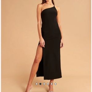 Abercrombie XS Black Asymmetrical MIDI Dress with Leg Slit Perfect Like New!